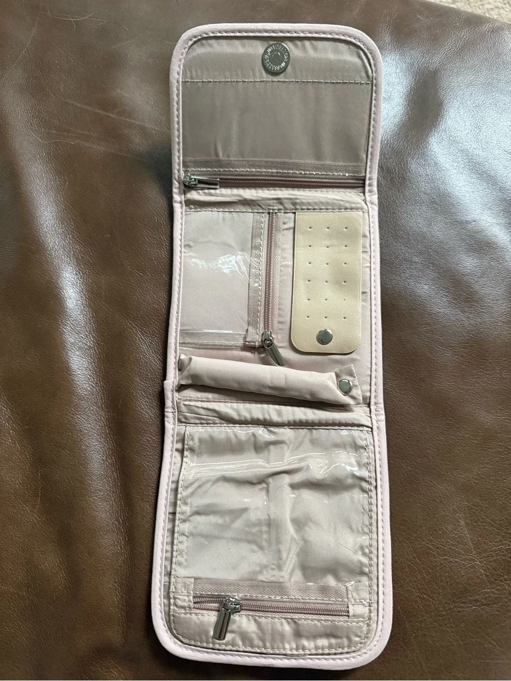 BELALIFE Quilted Light Pink Travel Jewelry and makeup Organizer